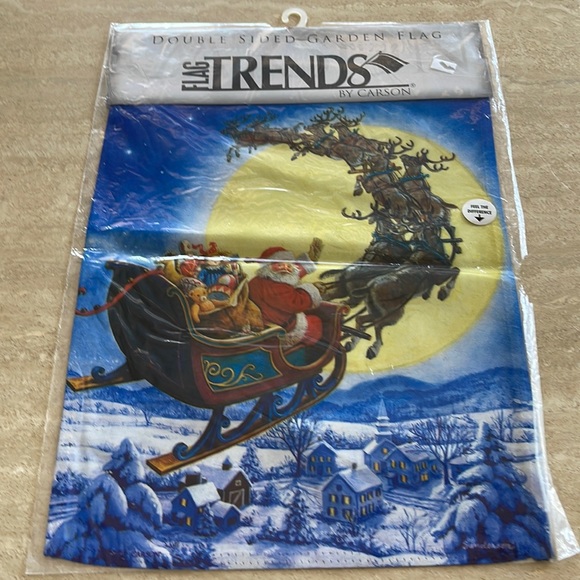 Christmas flag Double Sided Santa with Gifts in Sleigh Flag Winter Wonderland - Picture 5 of 9